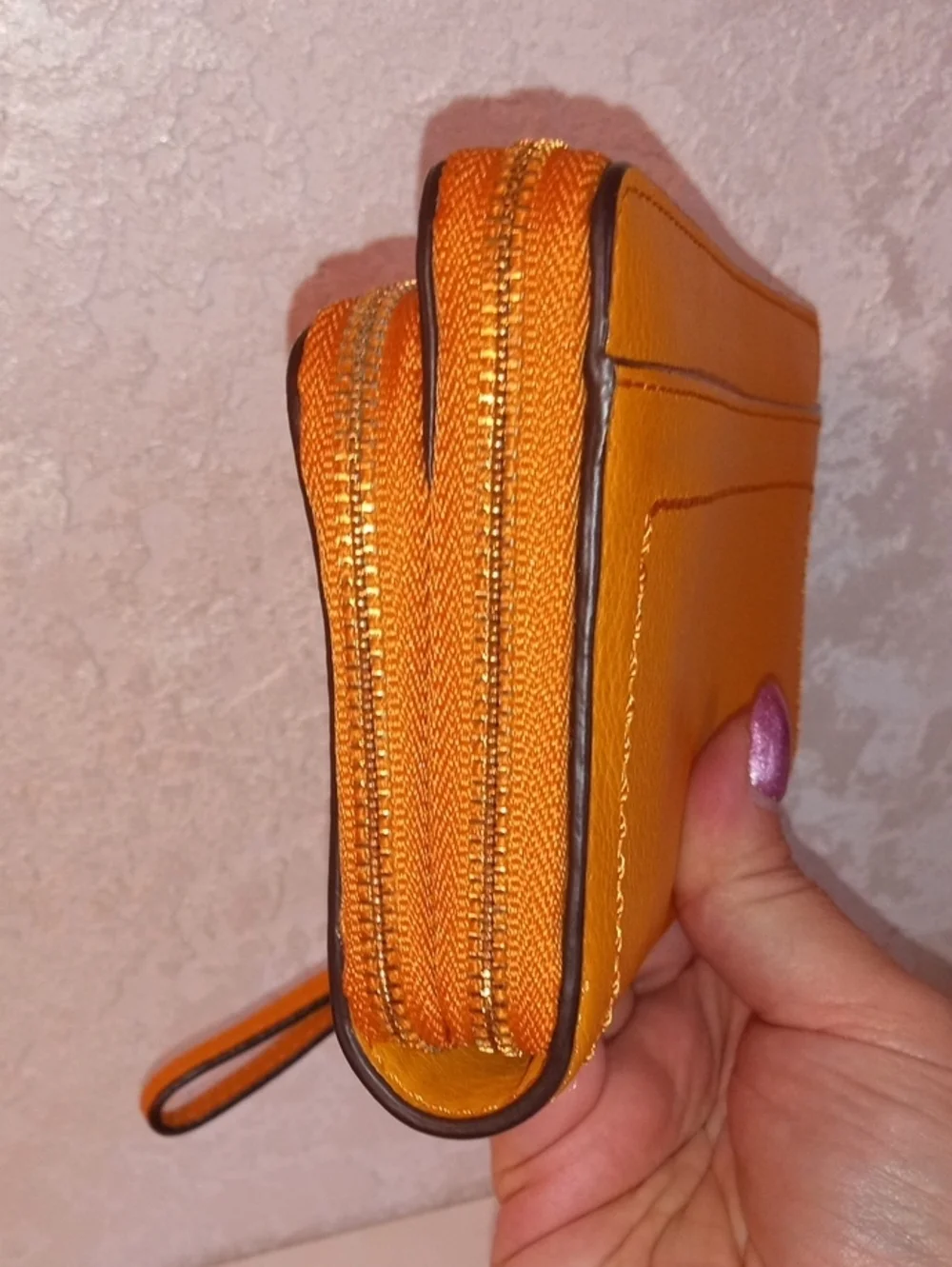 Coach Orange Leather Zip Wristlet
